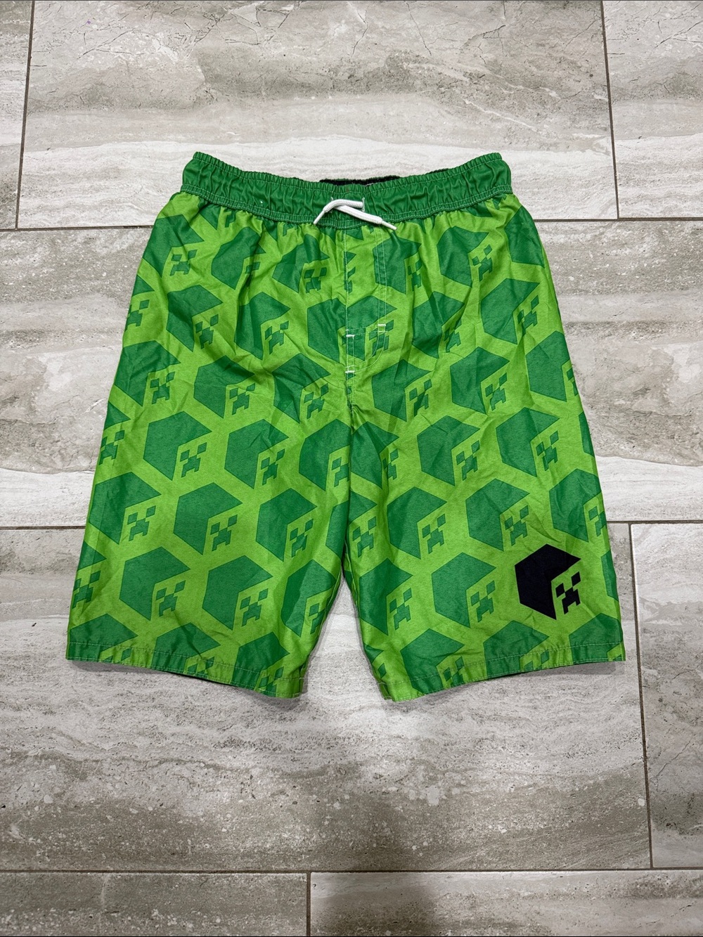 Boys Green Patterned Swim Trunks - Kids Swim